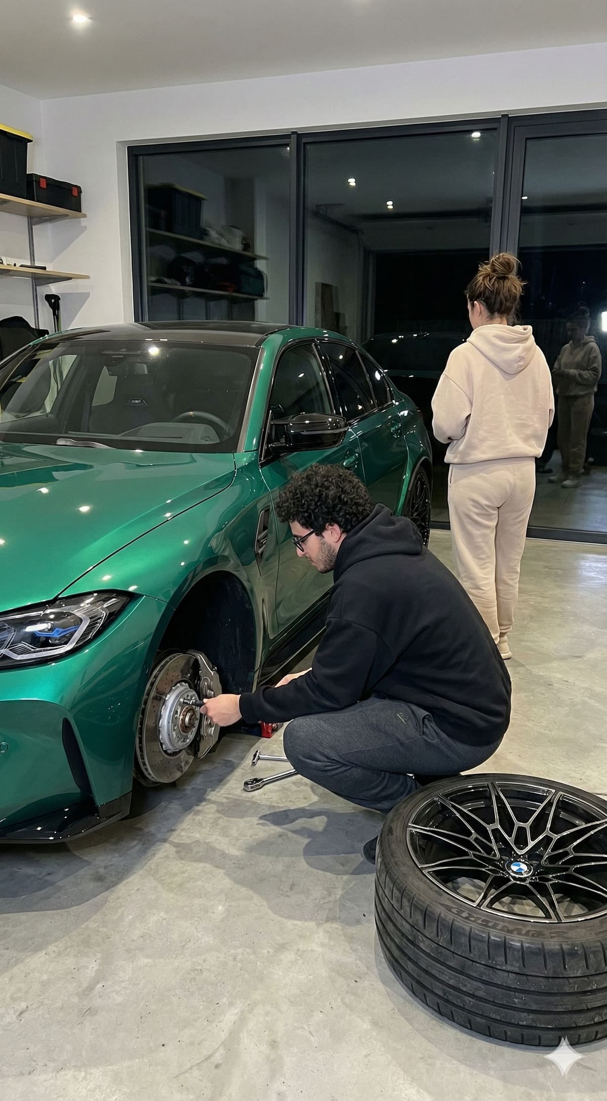 Free AI Prompt: Modern Garage & BMW DIY Scene — Portrait AI art prompt example for Gemini and Stable Diffusion