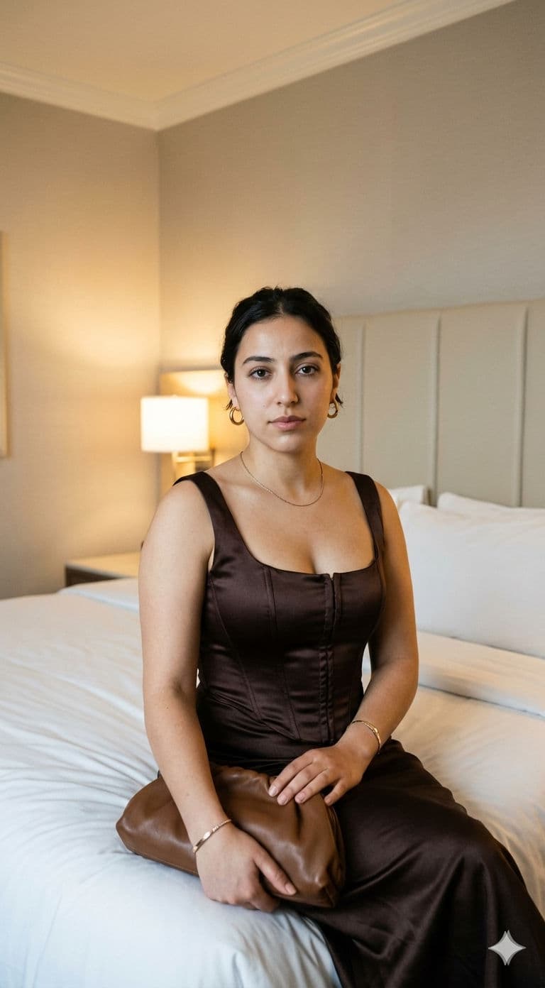 🤎 Brown Satin Corset Dress: Outfit Inspo (Free AI Prompt) — 3D AI art prompt example for Gemini and Stable Diffusion