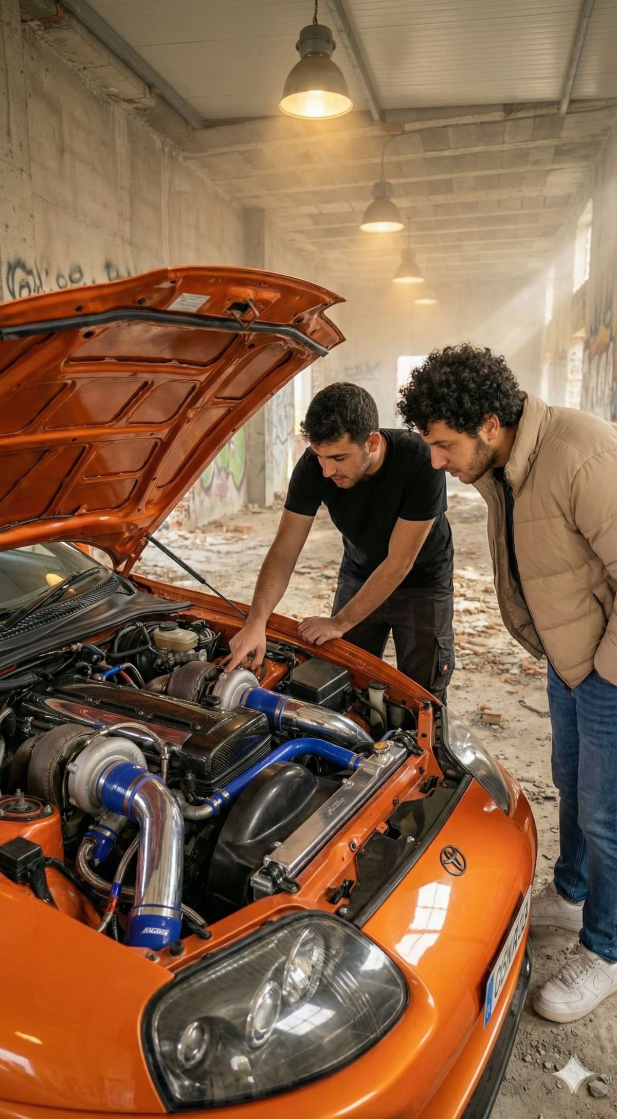 Free Prompt: JDM Legend - Toyota Supra Engine Bay — Portrait AI art prompt example for Gemini and Stable Diffusion