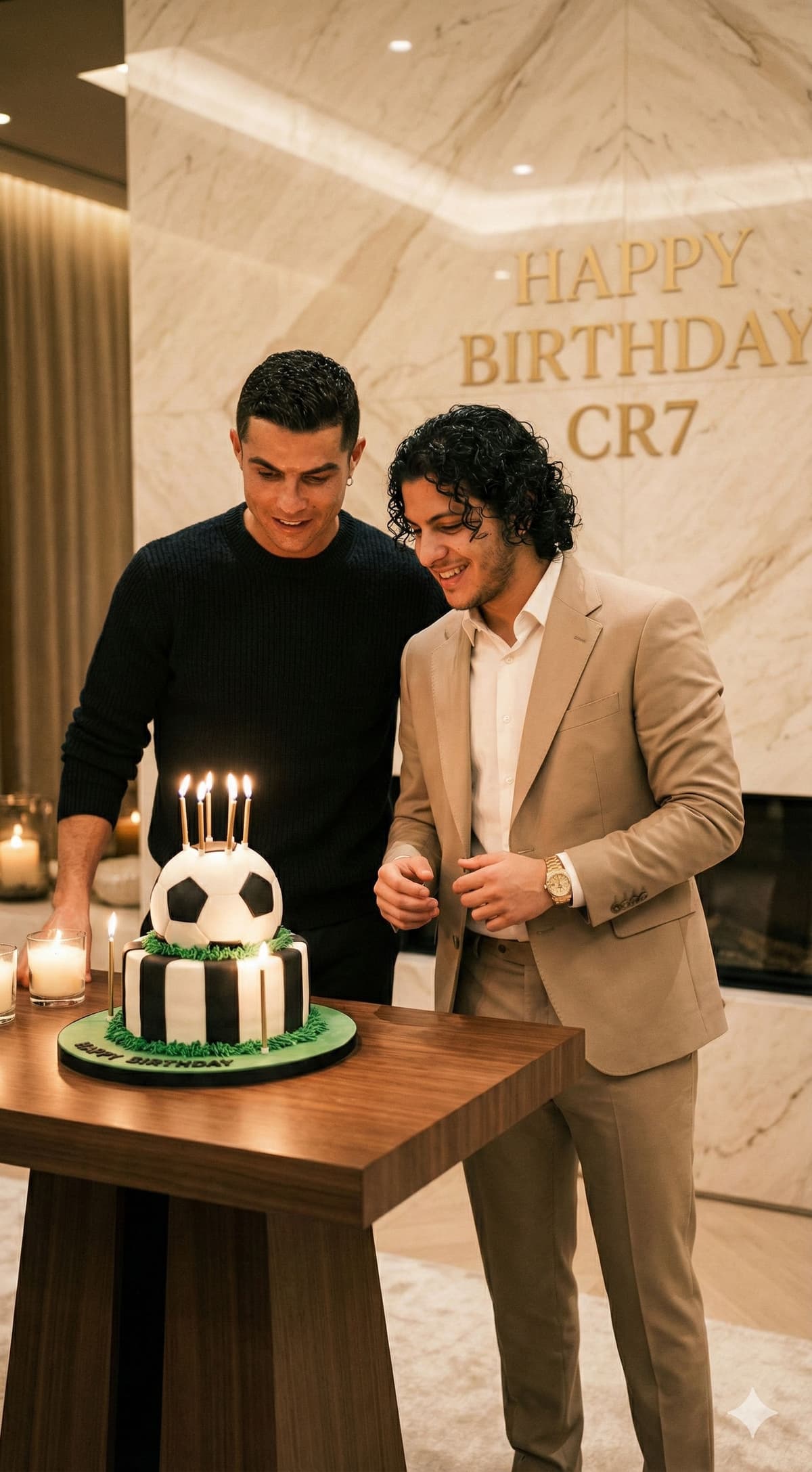 You're at CR7's Birthday Party (Free AI Prompt) — Portrait AI art prompt example for Gemini and Stable Diffusion