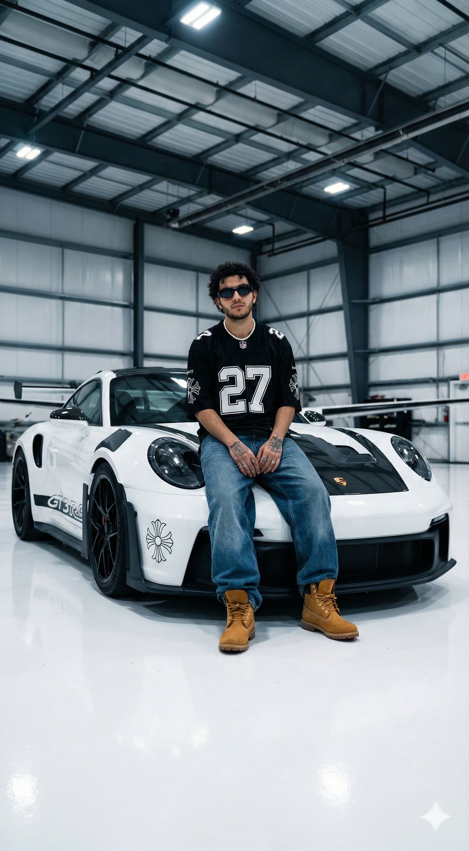 🏎️ Porsche GT3 RS & Streetwear: Free AI Prompt — Portrait AI art prompt example for Midjourney and Stable Diffusion