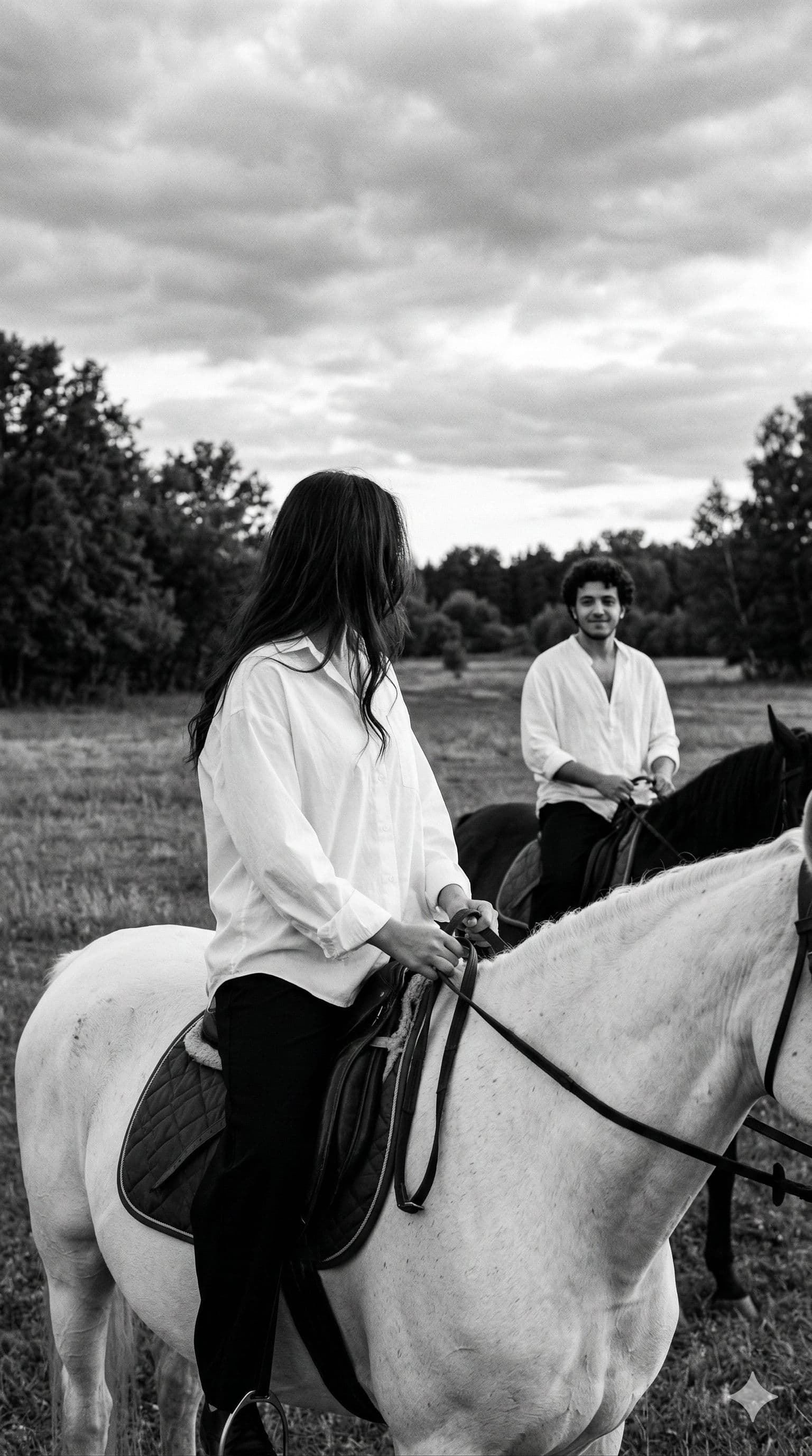 Free Prompt for Cinematic Black and White Equestrian Portrait Photography — Portrait AI art prompt example for Midjourney and Stable Diffusion