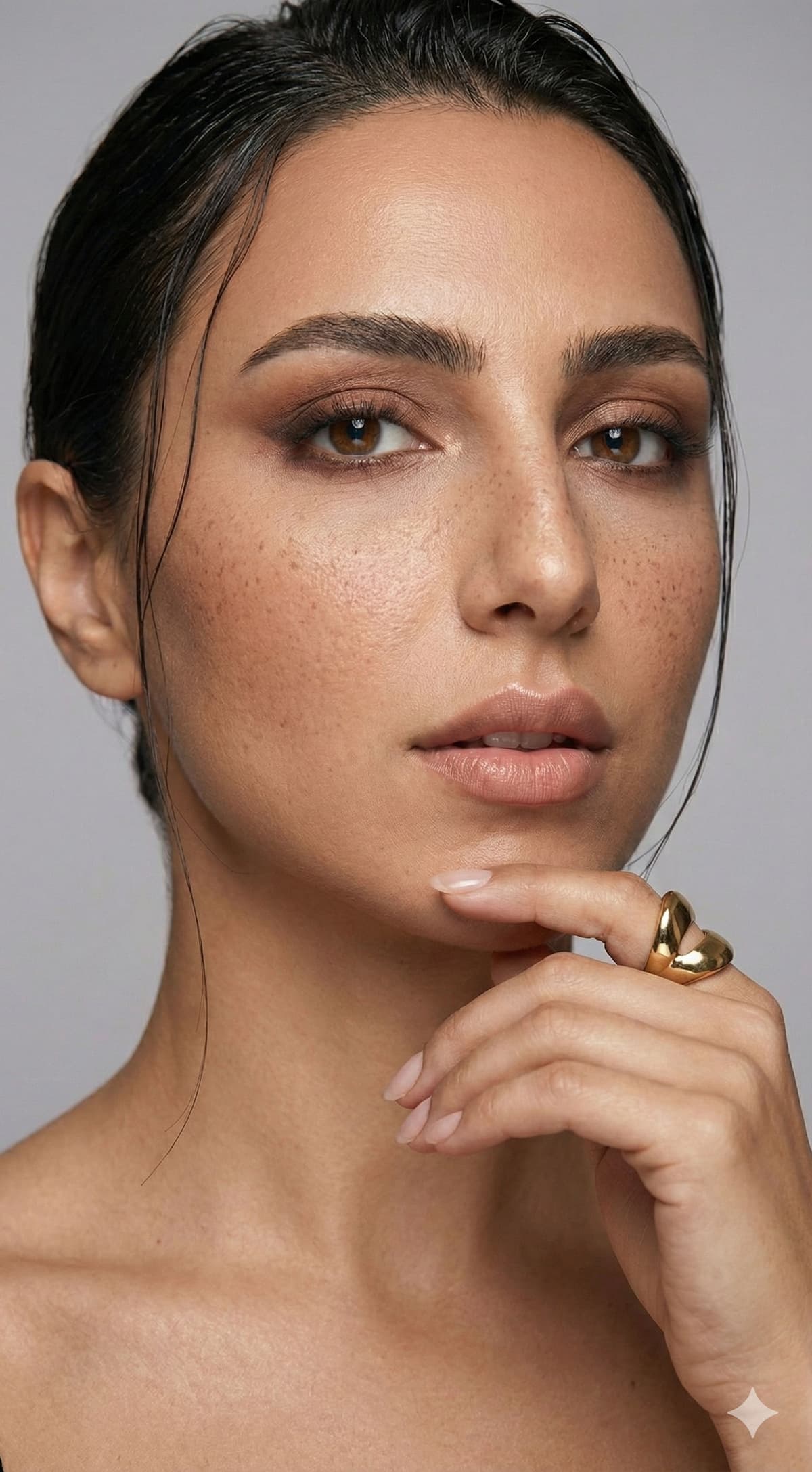 Hyper-Realistic Studio Beauty Shot 📸 — Portrait AI art prompt example for Gemini and Stable Diffusion