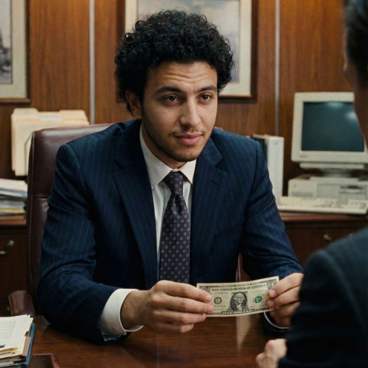 Wolf of wall street , money scene  — Business AI art prompt example for Gemini and Stable Diffusion