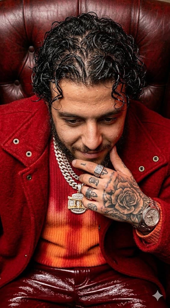 Hyper-Realistic Extreme Close-Up Male Portrait with Wet Hair, Luxury Textures & Dramatic Lighting – Free Prompt — Portrait AI art prompt example for Gemini and Stable Diffusion