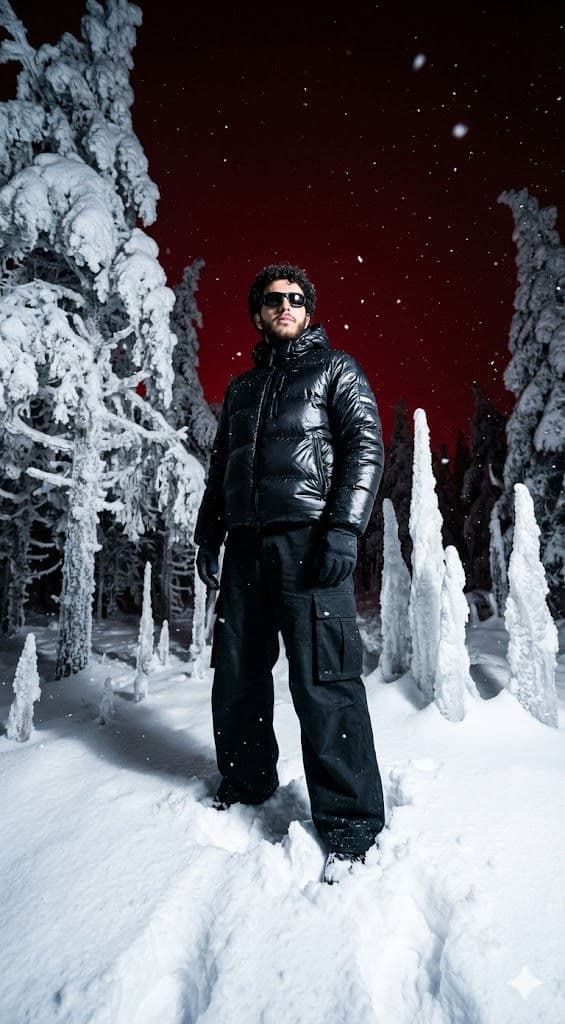 🩸 Surreal Winter Streetwear: Free AI Prompt — Portrait AI art prompt example for Gemini and Stable Diffusion