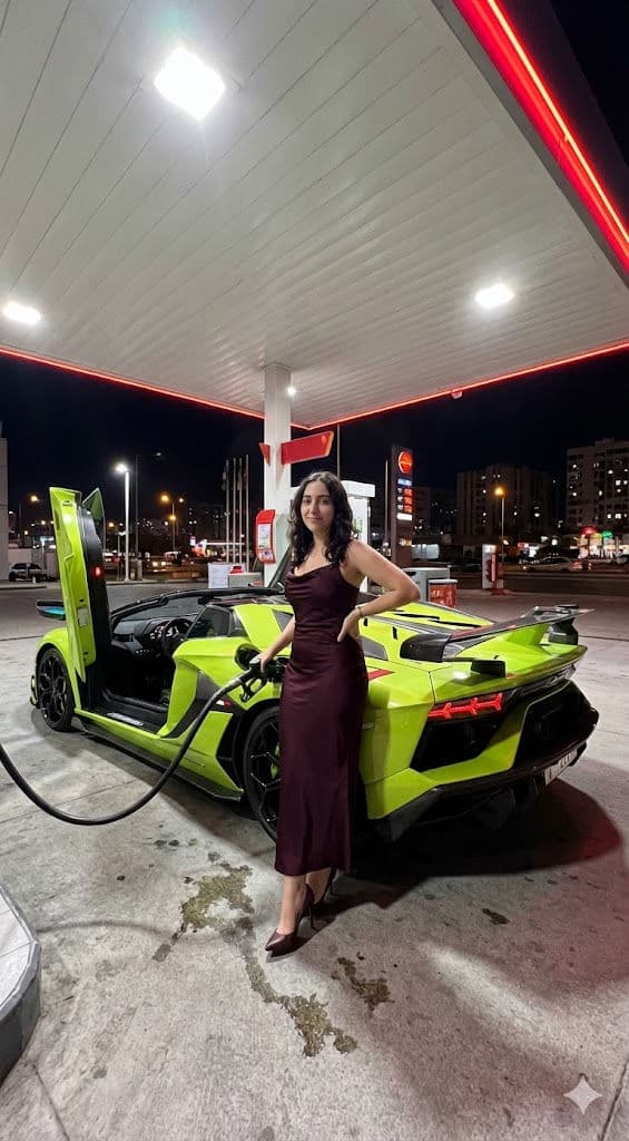 🏎️ Lime Green Lamborghini & Night Vibes: Free AI Prompt — Portrait AI art prompt example for Gemini and Stable Diffusion