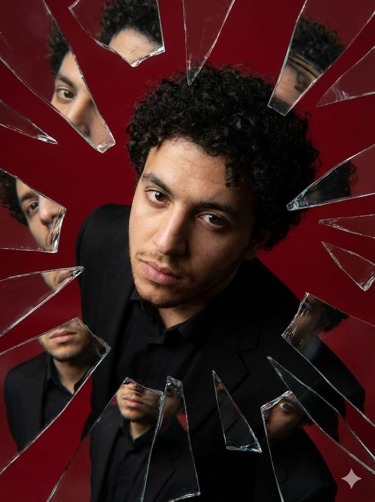 Cinematic Shattered-Glass Portrait Prompt – Ultra-Realistic Editorial, Preserved Facial Identity — Portrait AI art prompt example for Gemini and Stable Diffusion