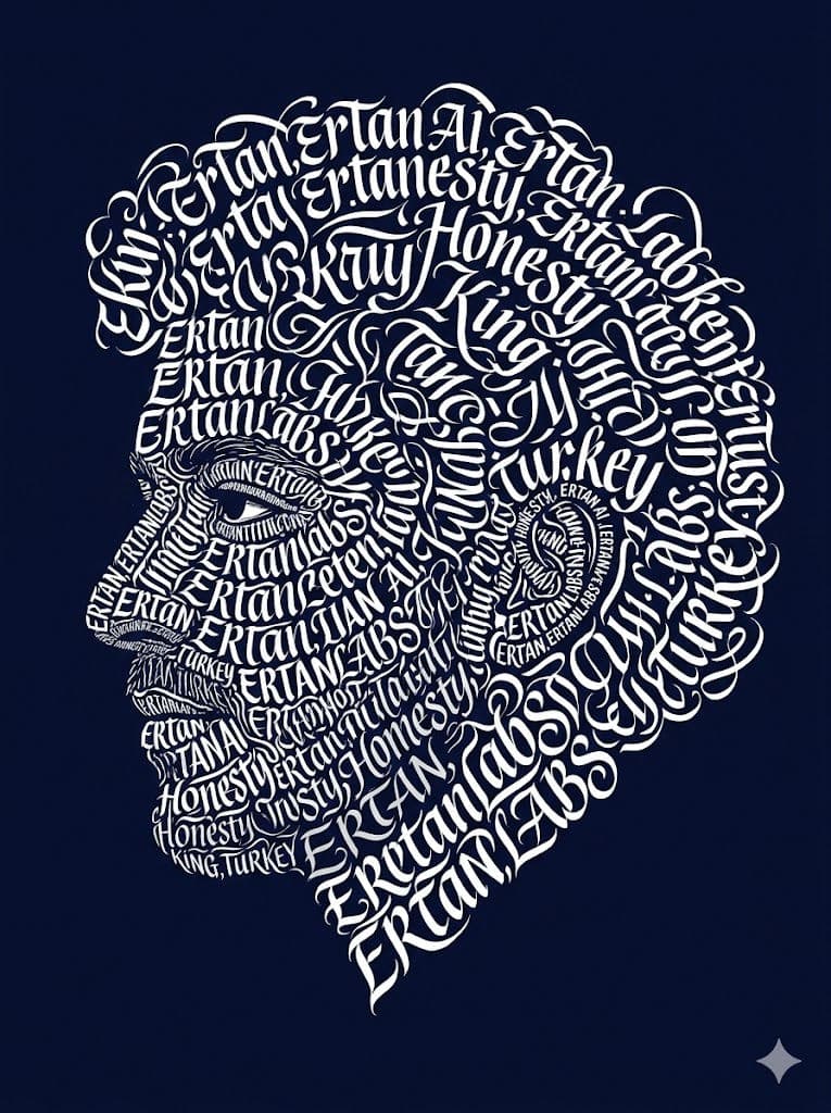 Typographic Calligraphy Portrait – Left Profile Silhouette 8K – Free Prompt — Portrait AI art prompt example for Gemini and Stable Diffusion