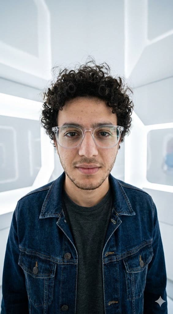 High-Detail AI Portrait Prompt – Denim Jacket, Modern Sci-Fi Minimalism — Portrait AI art prompt example for Gemini and Stable Diffusion