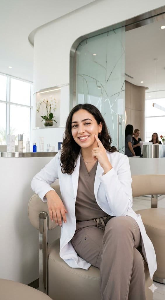 Luxury Aesthetic Clinic Editorial – Confident Female Doctor — Portrait AI art prompt example for Gemini and Stable Diffusion