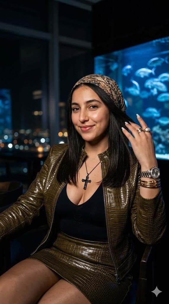 Elegant Woman in Luxury Night Restaurant Portrait ✨📸 — Portrait AI art prompt example for Gemini and Stable Diffusion