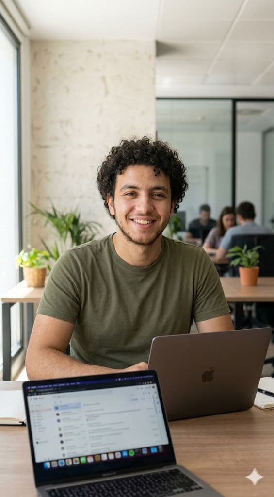 Extremely Realistic Corporate Male Portrait in Modern Office with Natural Light – Free Prompt — Portrait AI art prompt example for Gemini and Stable Diffusion