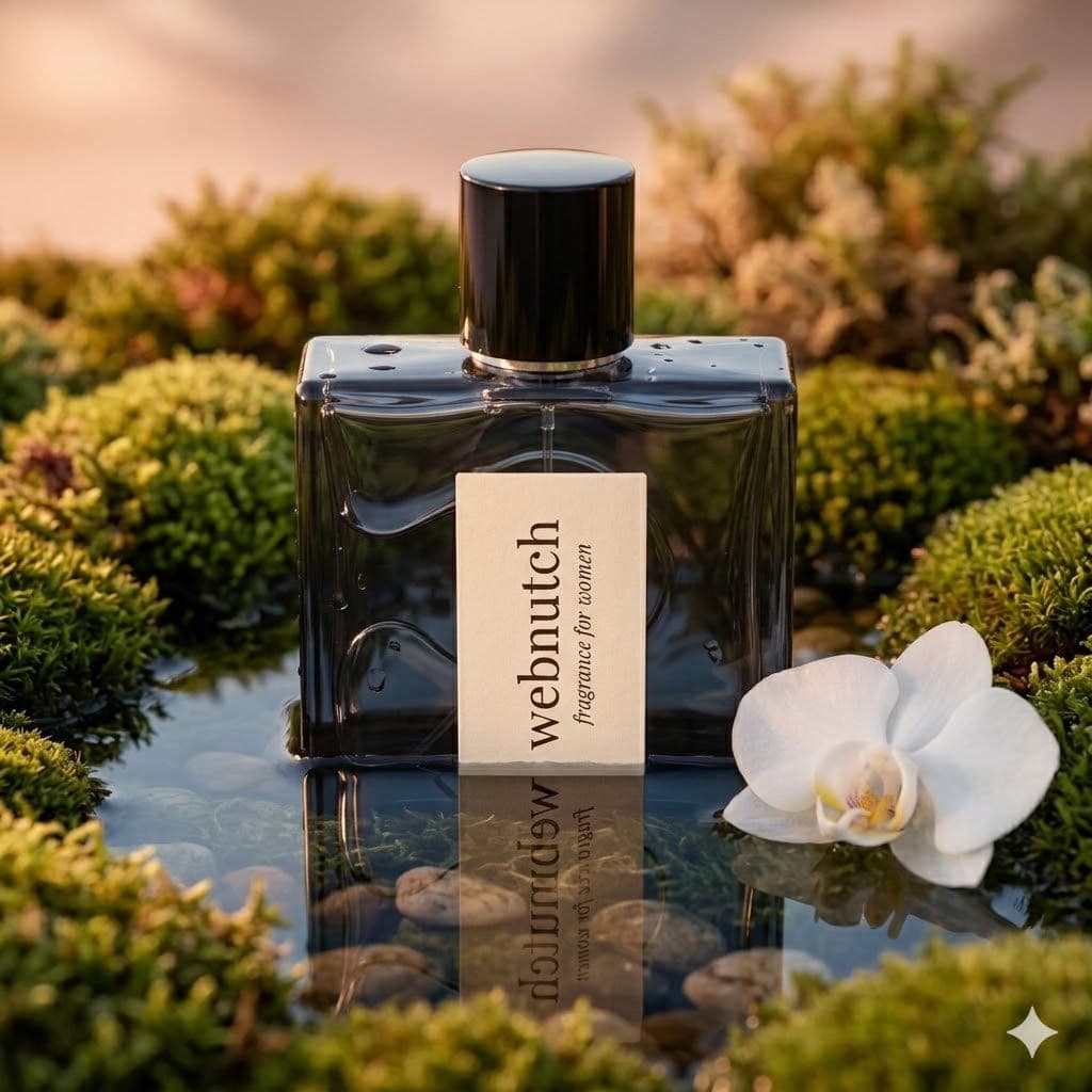 Cinematic Botanical Skincare Product Photography – Luxury Bottle in Water with Moss & Orchid Studio Shot — Business AI art prompt example for Gemini and Stable Diffusion