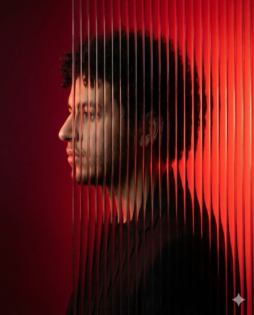 🔴 Cinematic Ribbed Glass Effect: Free AI Prompt — Portrait AI art prompt example for Gemini and Stable Diffusion