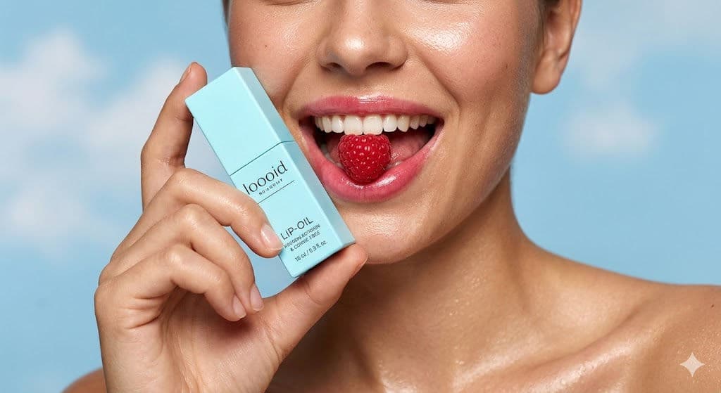 Free Prompt for Hyper-Realistic Lip Oil Beauty Product Close-Up with Raspberry 💄🍓📸 — Business AI art prompt example for Gemini and Stable Diffusion