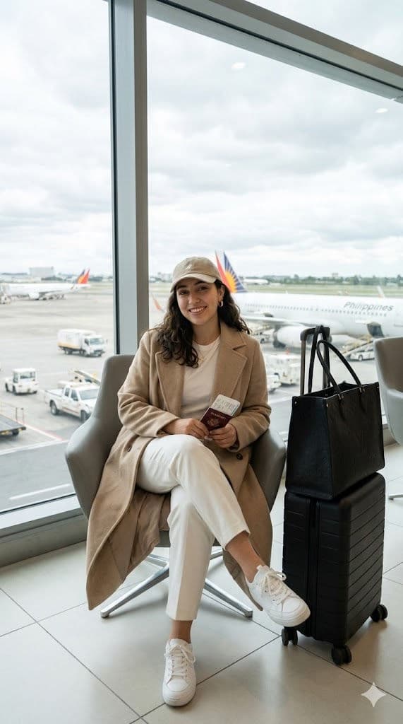 Free Prompt for Modern Airport Travel Lifestyle Portrait — Portrait AI art prompt example for Gemini and Stable Diffusion