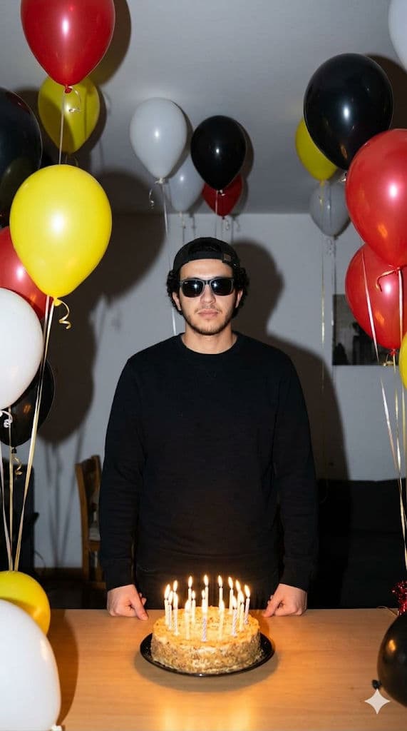 Candid Birthday Party Portrait with Cake and Balloons 🎂📸 — Portrait AI art prompt example for Gemini and Stable Diffusion