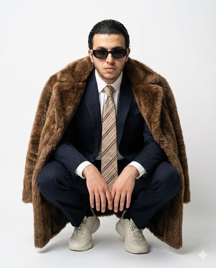 Ultra-Realistic Luxury Fashion Portrait Prompt – Squatting Pose, Fur Coat, Editorial Style — Portrait AI art prompt example for Midjourney and Stable Diffusion