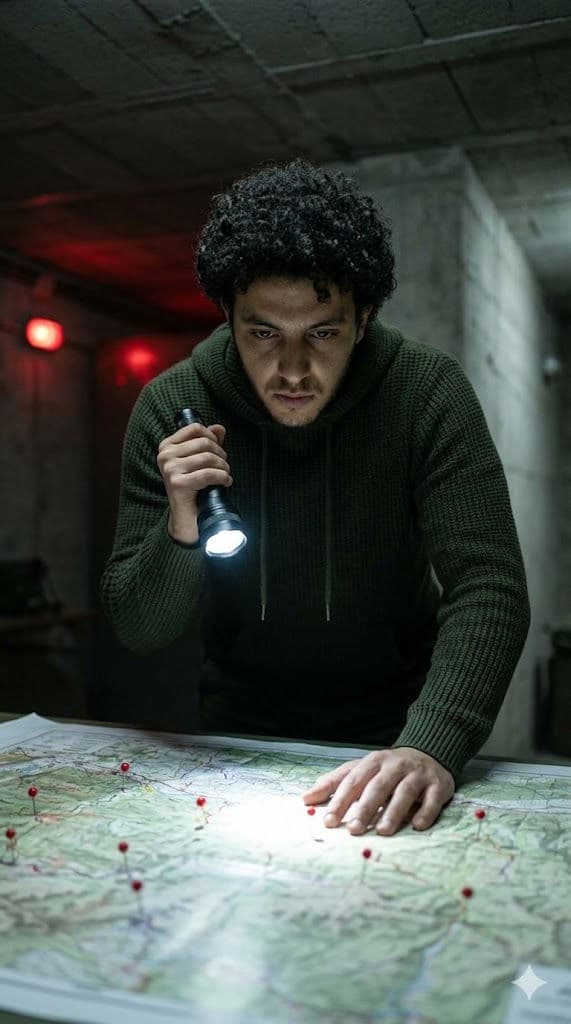 Free Prompt for Cinematic Bunker Map Investigation Portrait 🎬🗺️ — Portrait AI art prompt example for Gemini and Stable Diffusion