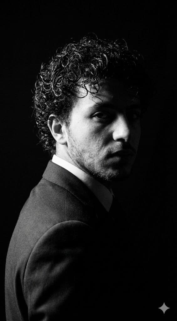 Cinematic Noir Portrait Prompt – Side Profile, Dramatic Chiaroscuro, Reference Face — Portrait AI art prompt example for Gemini and Stable Diffusion