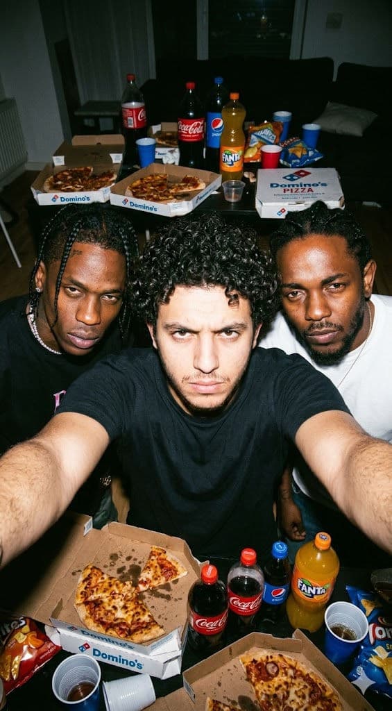 Ultra-Realistic Gangster Style Selfie With Celebrities — Dark Flash Party Aesthetic - Free Prompt — Portrait AI art prompt example for Gemini and Stable Diffusion