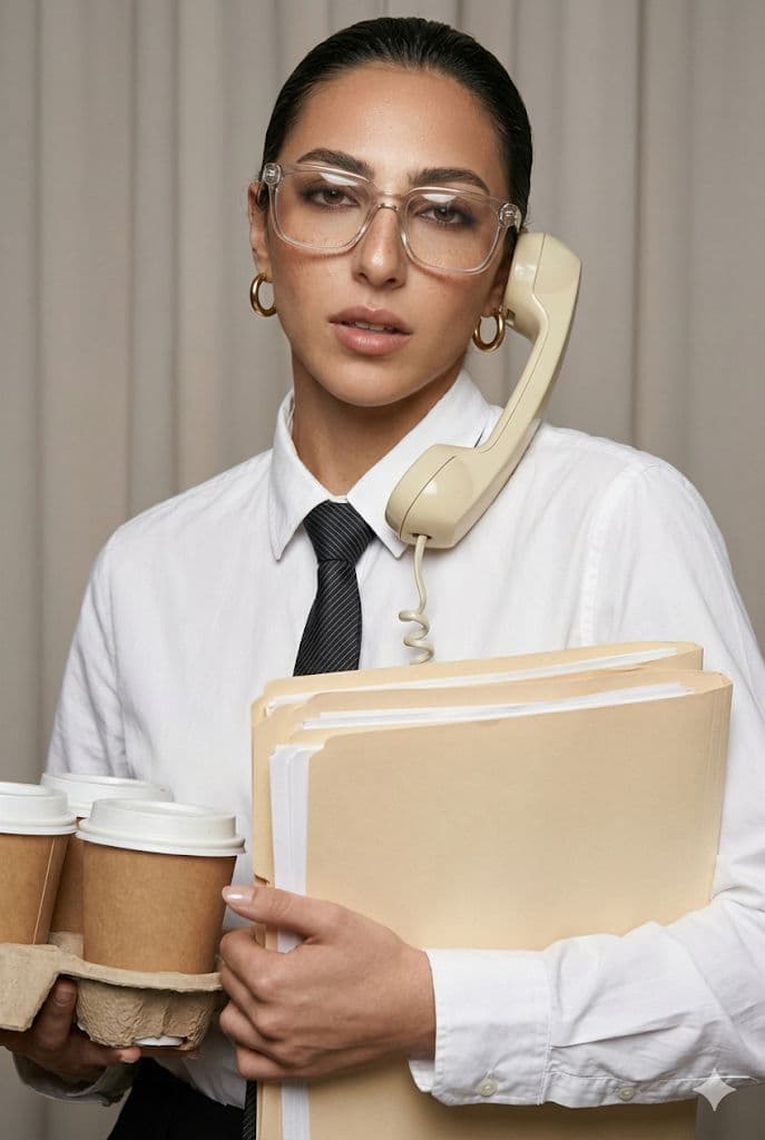 ☕ The "Busy Assistant" Office Siren Aesthetic: Free AI Prompt — Portrait AI art prompt example for Gemini and Stable Diffusion